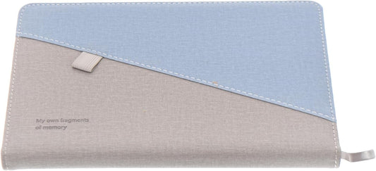 Dicai 740-25 High Quality Fabric Hard Cover Lined Notebook 100 Sheets A5 Cream Paper Size 245 * 210Mm With Pen Holder - Grey Blue