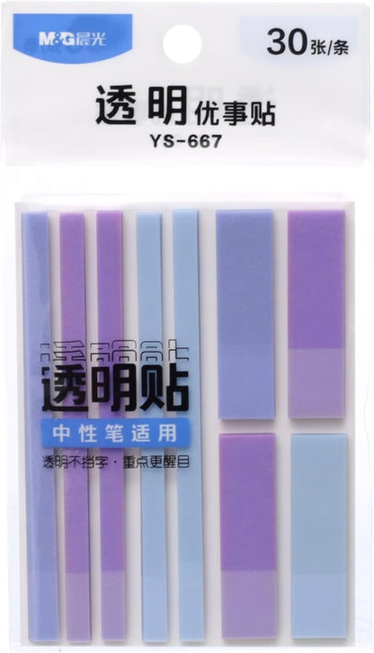 ملصقات شفافة ملونة ممتازة من إم آند جي تشنغوانغ، ورق ملاحظات، فواصل كتب بلاستيكية عملية، 76 × 51 مم - رقم: YS-667