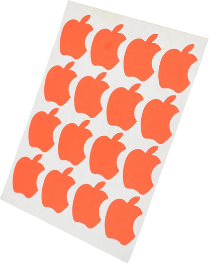 El Manar Playful Apple-Shaped Adhesive Label Sticker, 32x36 mm With Premium Material - Red Fluorescent - 64 Labels - No: 0790
