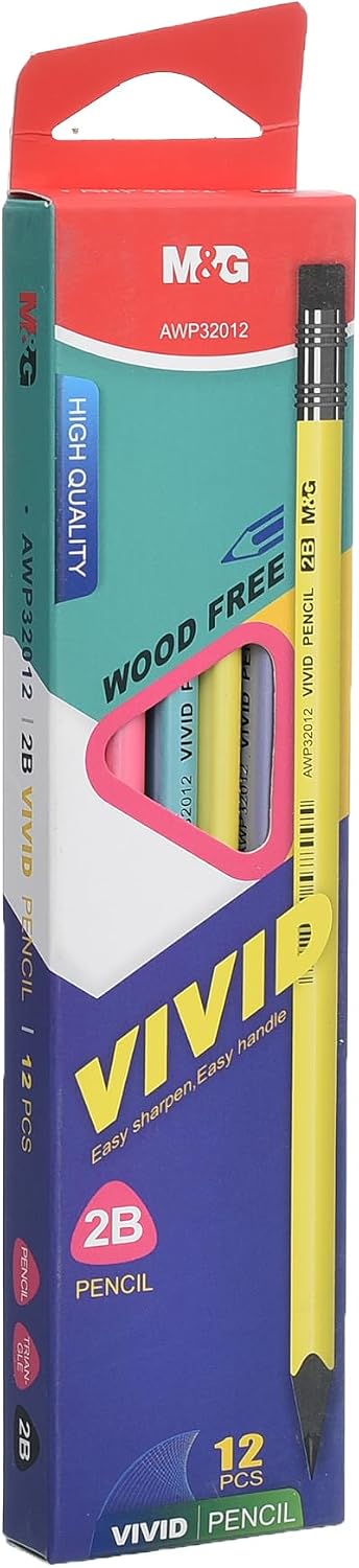 M&G Chenguang Exam 2B Pencils – 12 Pieces, Super Dark Graphite, Hexagonal Barrel, Exam & Writing Pencils - No: AWP32012