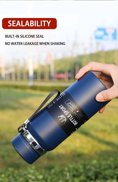 800ml Sports Vacuum Insulated Flask – Stainless Steel Thermal Bottle with Carry Strap | Hot & Cold Water Bottle
