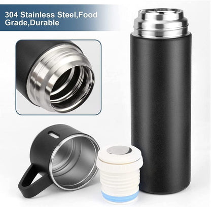 Peacox 500ml Vacuum Stainless Steel Flask With 3 Lids Hot And Cold - Assorted Color