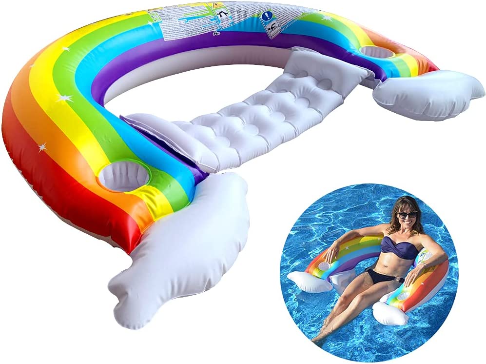 Jilong Sunclub Inflatable Swimming Pool Floating Rainbow Water Lounger 148*99 cm - No:37606