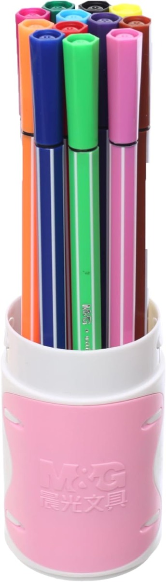 M&G Chenguang Set of 12 Water-Based Markers Felt Tip Pens, Bright Art Creations, Fine Tip - No:ACP901EX