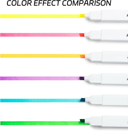 M&G Chenguang Pack HI-CUBE Highlighters, 6pcs Fluorescent Colors, Soft-Nib Chisel Tip with Fat Rectangular Barrel Design - No:AHMU1673