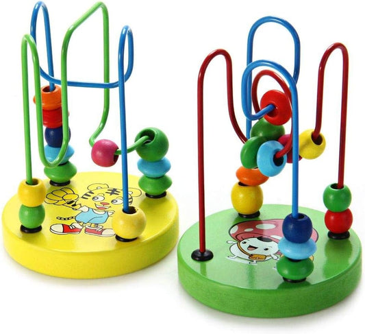 Mini Colorful Educational Game Baby Wooden Toy Around Beads - 1pcs
