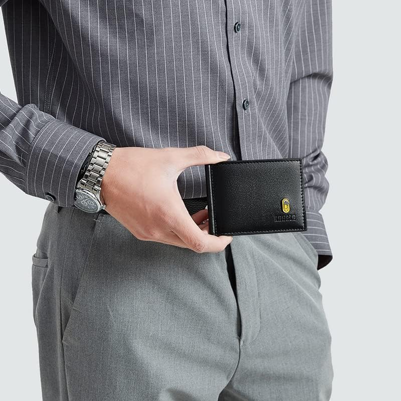 Rahala Men's Leather Bifold Money Clip Wallet (Black) - No:RA110