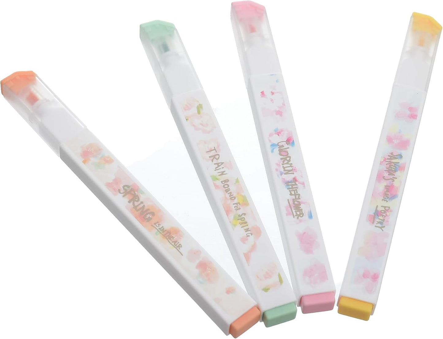 M&G Chenguang Sakura Time Highlighter Set, Vibrant Marking, Chisel Tip, Non-Toxic Ink, 4 Colors - No:AHMU1671