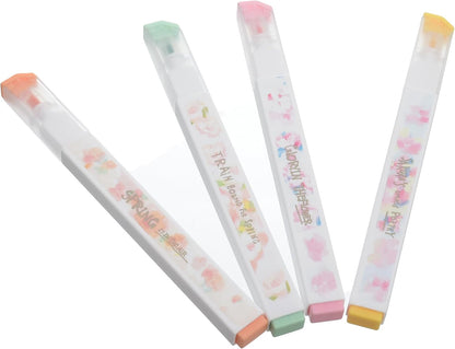 M&G Chenguang Sakura Time Highlighter Set, Vibrant Marking, Chisel Tip, Non-Toxic Ink, 4 Colors - No:AHMU1671