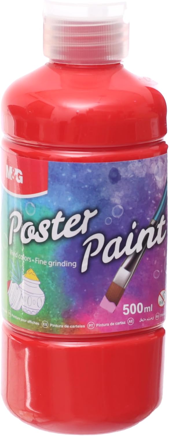 M&G Chenguang Gouache Poster Paint, Bold Art Creation, Vibrant Pigment, 500ml, Red - No: APL976R0QW