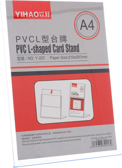 حامل بطاقات على شكل حرف L من مادة PVC، M32، 207 مم، مقاس A4 عمودي