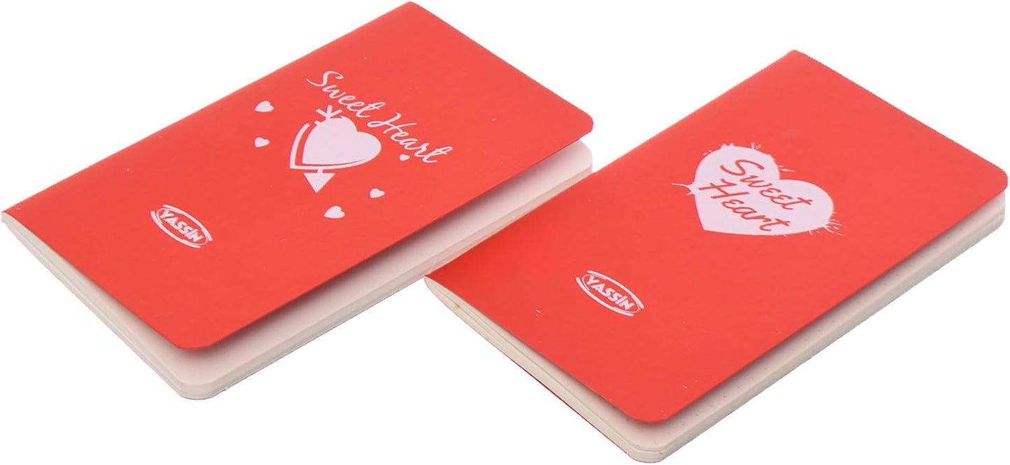 Yassin Set Of 2 Pieces Of Stitched Small Notebook With Sweet Heart Design, 14 * 8.3