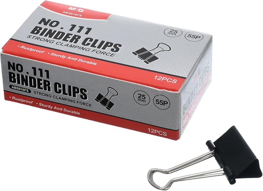 M&G Chenguang Bulldog Clips, 25mm For Strong Binding of Thick Documents 12pcs - No:ABS916FS