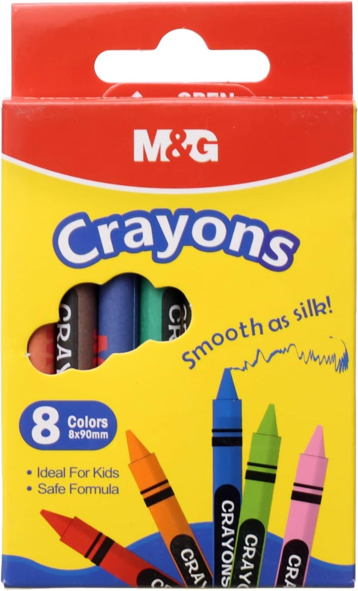 أقلام تلوين شمعية من إم آند جي تشنغوانغ، إبداعات فنية بسيطة وممتعة، غير سامة، 8 ألوان - رقم المنتج: AGMX4238