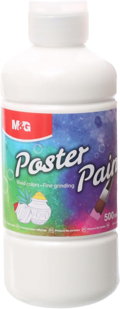 M&G Chenguang Gouache Poster Paint, 500ml Bold Paint for Large-Scale Art - White - No:APL976R011