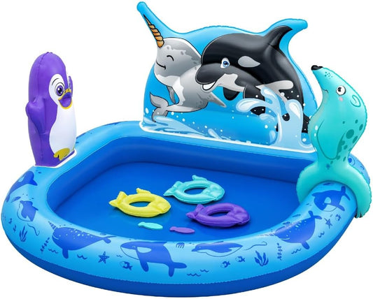 Bestway Polar Pals Kids Inflatable Water Play Center and Pool 1.34m x 1.31m x 73cm - No: 53156