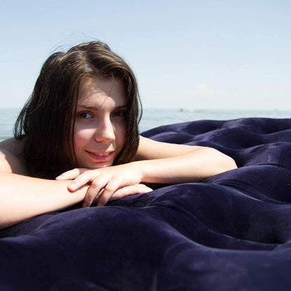 Jilong Flocked Coil Beam Blue Twin Inflatable Mattress 191x99 x22cm - No:20334