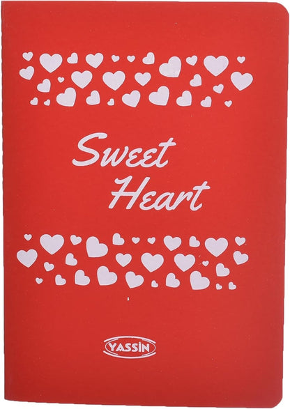 دفتر ملاحظات صغير مطرز من ياسين بتصميم قلب جميل، مقاس 14 × 20 - رقم: 1254