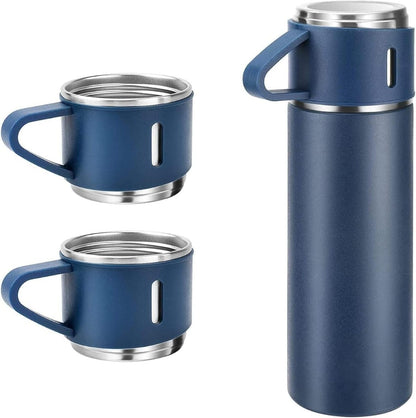 Peacox 500ml Vacuum Stainless Steel Flask With 3 Lids Hot And Cold - Assorted Color