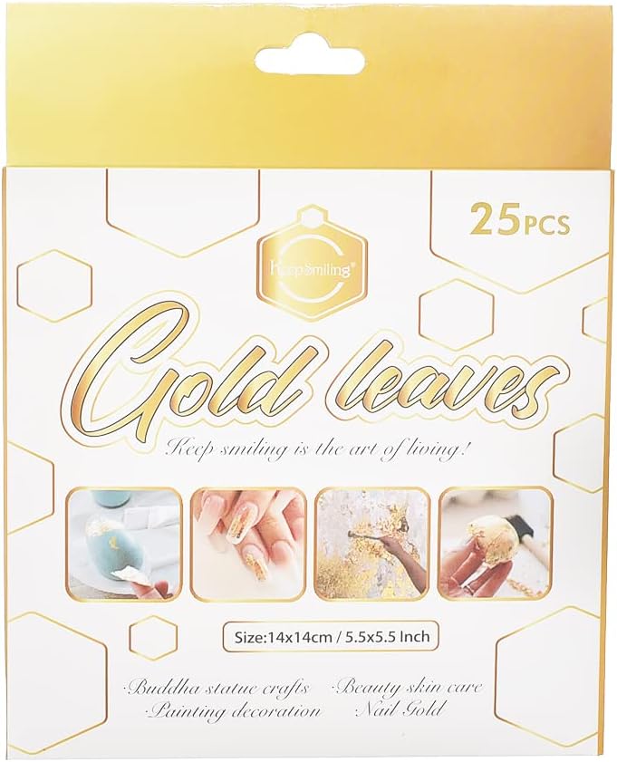 Keep Smiling Leaves Gold Foil Flakes for Resin - 25 sheets - No:SJB-0003G