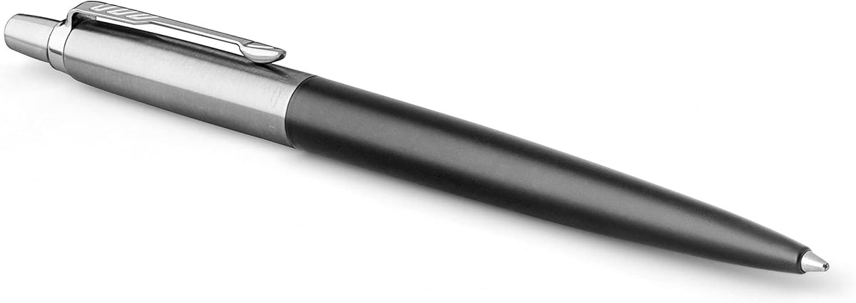 Parker Jotter Ballpoint Matte Black | Chrome Trim | Medium Point Pen Gift Set – Premium Black Ballpoint Pen with Luxury Presentation Box - CT - Black