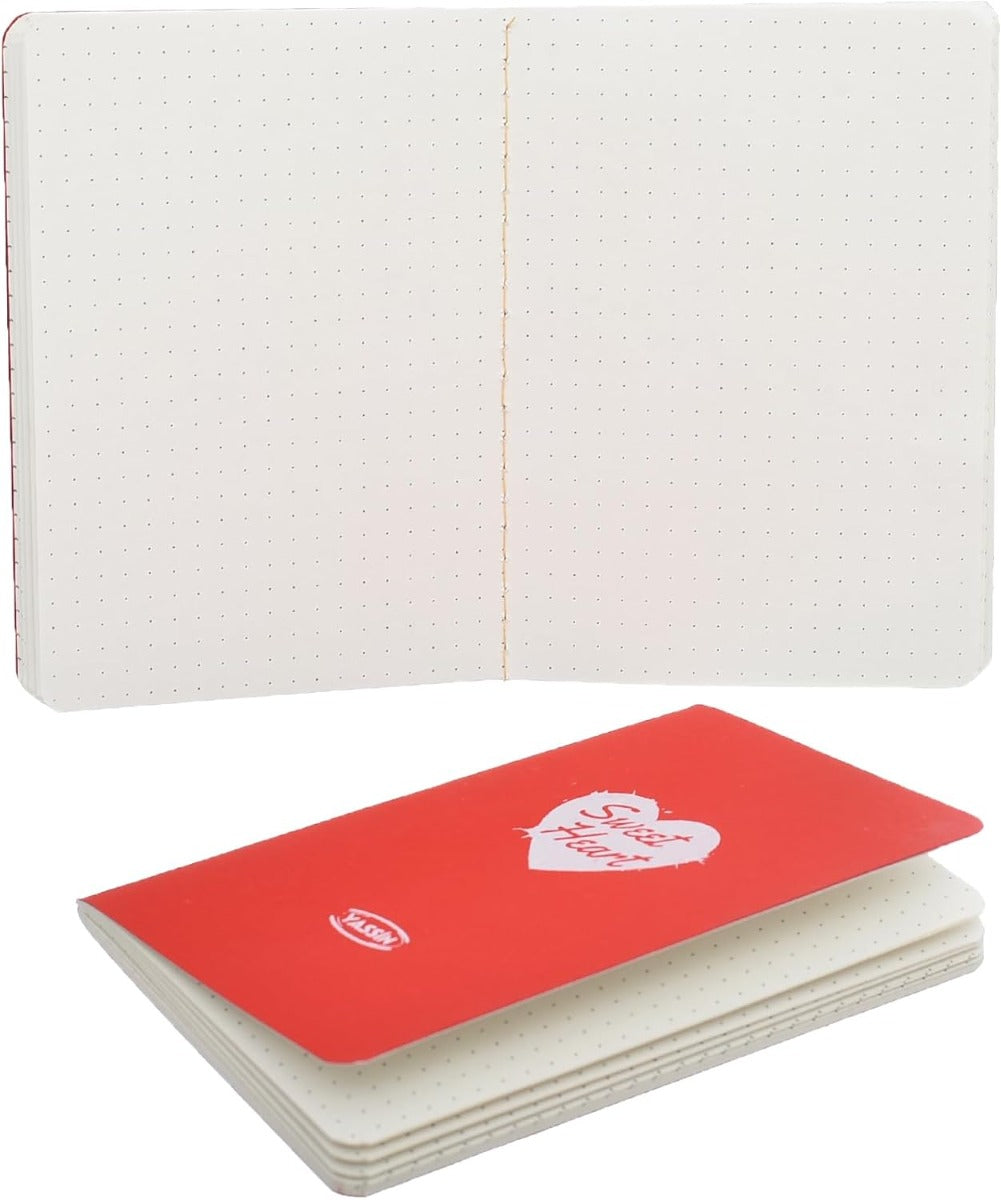 Yassin Sweet Heart Dotted Notebook, 10x14cm for Compact Notes and Creative -2pcs