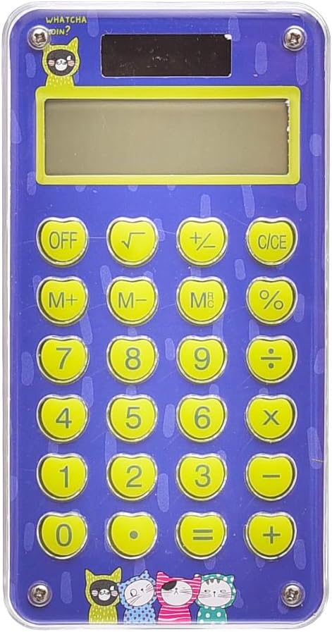 M&G Chenguang So Many Cats 8-Digit Portable Calculator with Puzzle Maze on Back – Colorful Desktop Calculator - 1pcs - No: ADG981B9