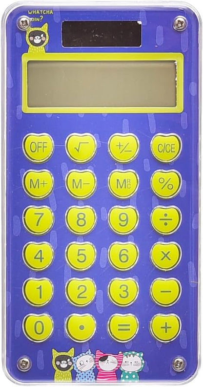 M&G Chenguang So Many Cats 8-Digit Portable Calculator with Puzzle Maze on Back – Colorful Desktop Calculator - 1pcs - No: ADG981B9