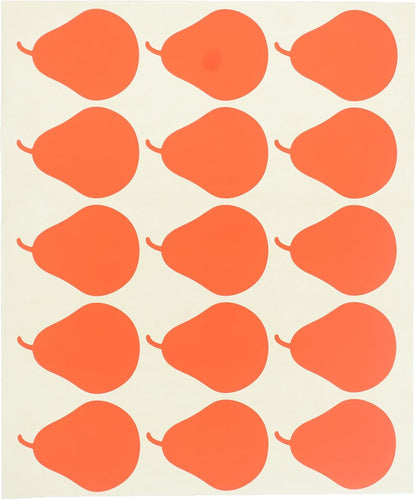 El Manar Charming Pear-Shaped Adhesive Label Sticker, 31x41 mm With Premium Material - Red Fluorescent - 60 Labels - No:0798