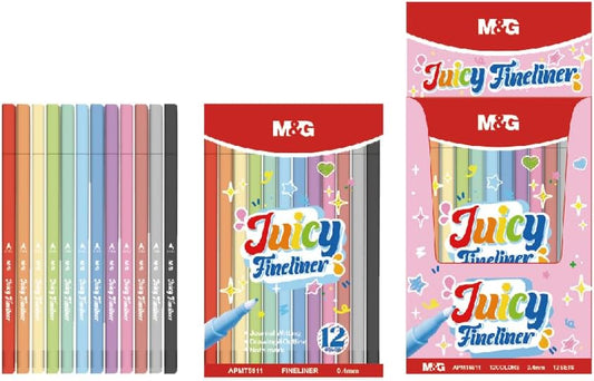 M&G Chenguang Marker Fineliner 0.4mm Set, Precision Drawing and Writing, Fine Liner, 12 Pens - No:APMT5911