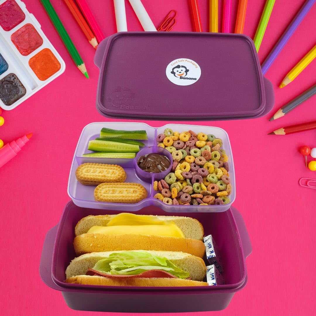 Banana Lunch Box 1.5L Doreen Dividers - Mauve