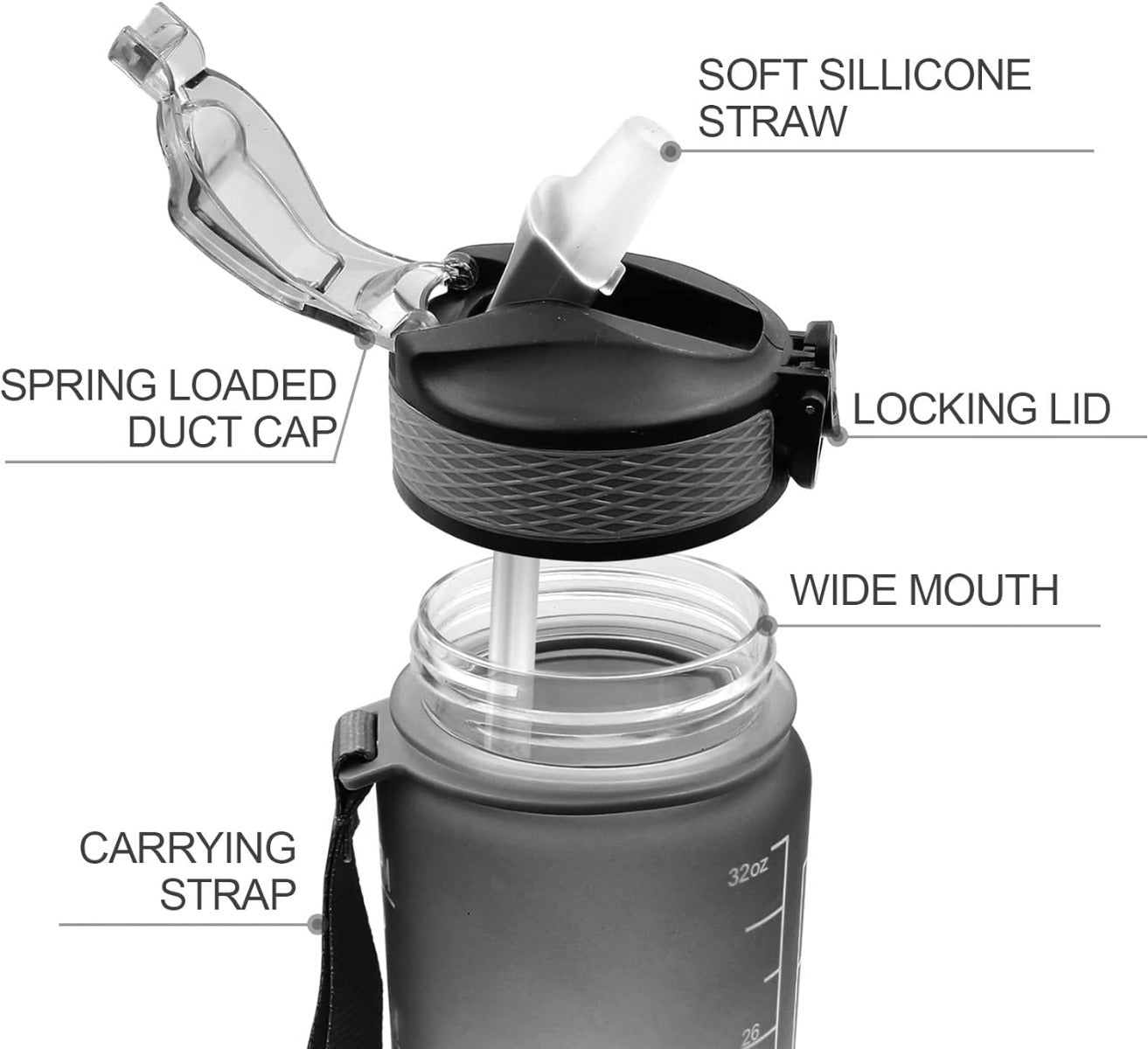 Hello water bottle Famia A bottle with hand strap - 1000ml - No:1073