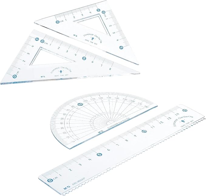 M&G Chenguang Cha Cha Cha Geometrical Set, Fun Measuring Tools, Durable Plastic - 15cm - No:ARL960AP