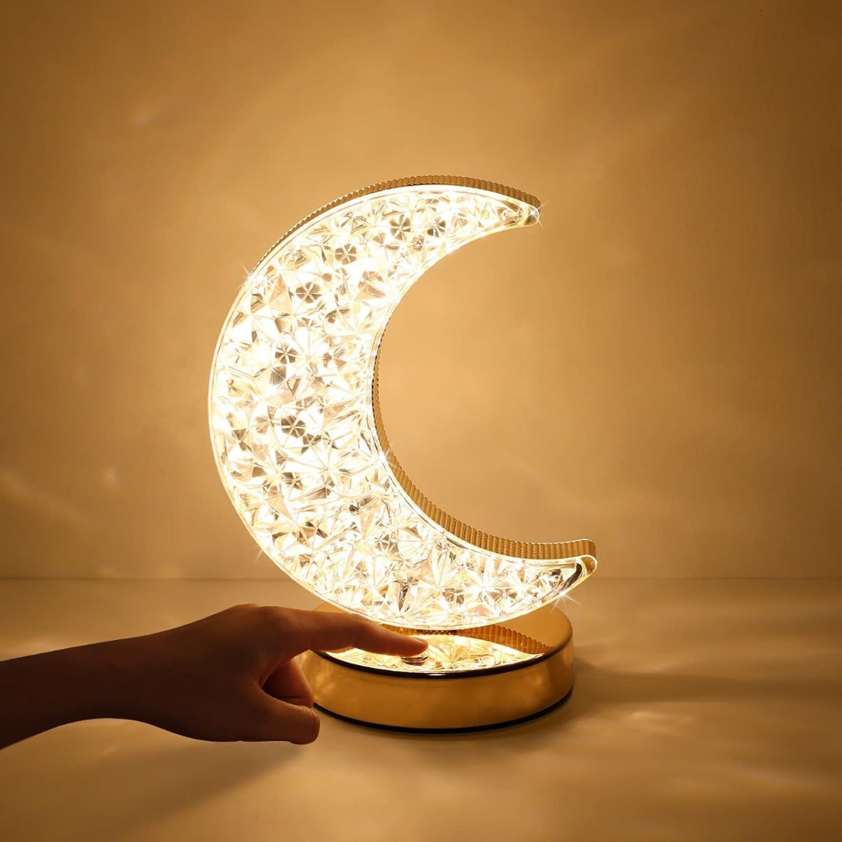 Ramadan Lamp, Decorations ,Crystal Table Lamp Moon Shape Night Light Touch LED