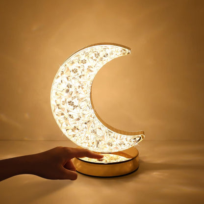 Ramadan Lamp, Decorations ,Crystal Table Lamp Moon Shape Night Light Touch LED