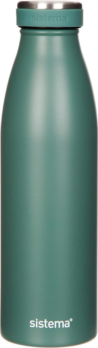 Sistema Hydrate Stainless Steel Water Bottle 500 ml Leak-Proof Reusable BPA & Phthalate Free - No:00550 - Assorted Color