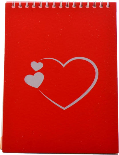 Yassin. Block Note Heart, 20 * 14 Cm, Wire - Red White