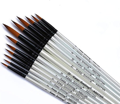 Keep Smiling Round brushes set of 12 brushes of different sizes - A6045R