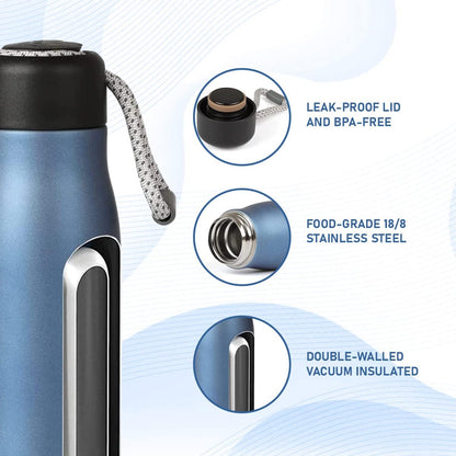 500ml Stainless Steel Vacuum Insulated Water Bottle with Carry Rope – Double Wall Thermal Flask | Hot & Cold Bottle