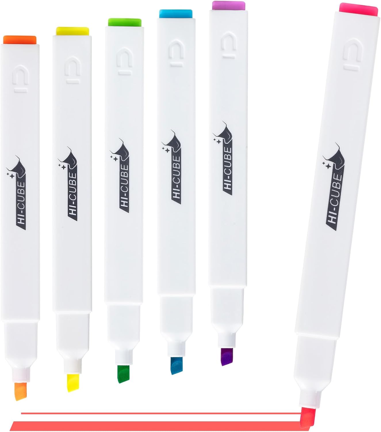 M&G Chenguang HI-CUBE Highlighters, 6 Pack Pastel Colors, Soft-Nib Chisel Tip with Fat Rectangular Barrel Design, No Bleed Highlighters for Journaling - No: AHMU1674