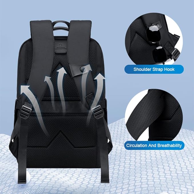 حقيبة ظهر Arctic Hunter Slim للرجال، سعة 16 لتر، حقيبة مكتبية صغيرة الحجم للكمبيوتر المحمول مقاس 15.6 بوصة، جيبان، مقاومة للماء والتآكل - رقم المنتج: B00671