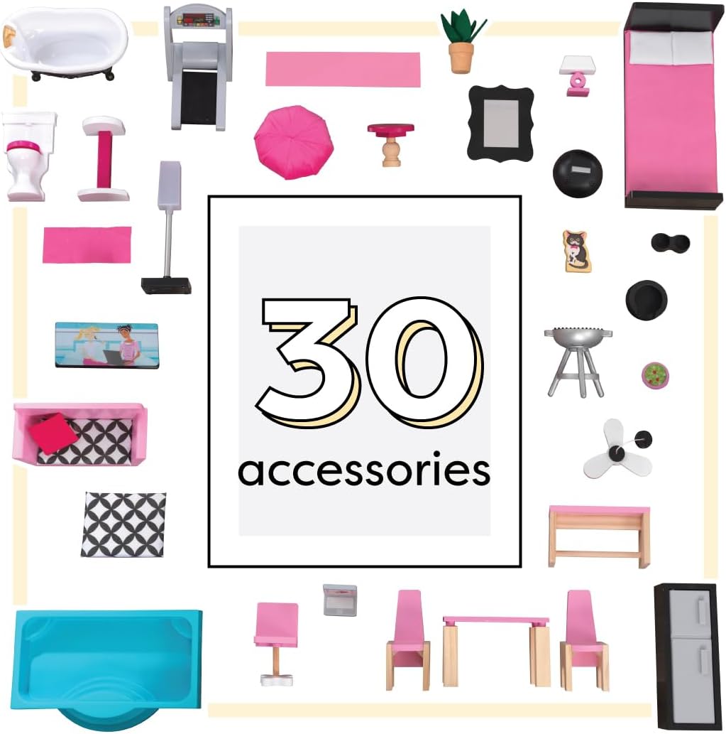 بيت الدمى الخشبي شيمر مانشن من كيد كرافت للدمى مقاس 12 بوصة - رقم: 65949