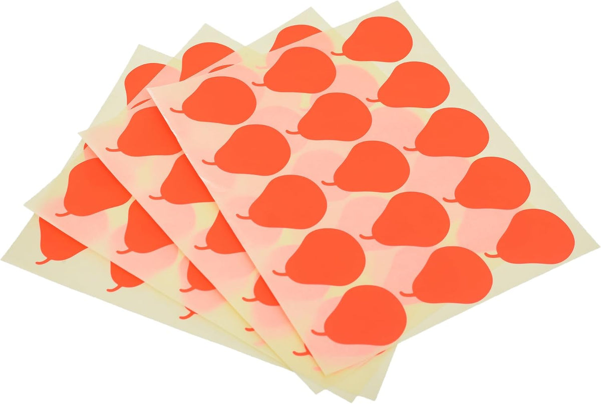 El Manar Charming Pear-Shaped Adhesive Label Sticker, 31x41 mm With Premium Material - Red Fluorescent - 60 Labels - No:0798