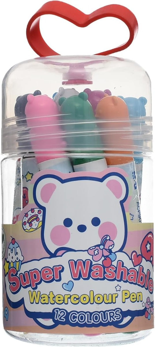 M&G Chenguang Super Washable Watercolour Marker Felt Tip Pens, 12 Vibrant Colors for Bold Drawing - No:ACP901GR
