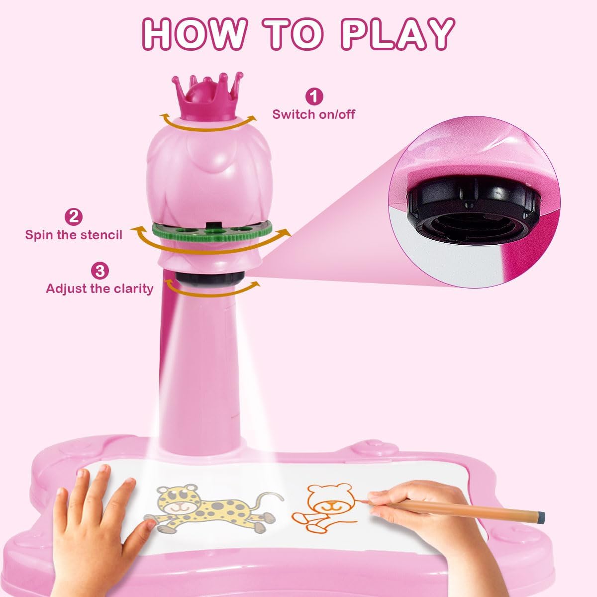 Unicorn Child learning desk with smart projector, kids educational painting