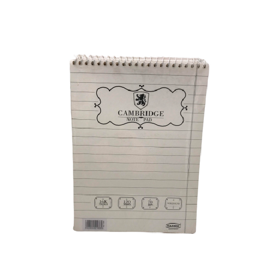 Yassin Cambridge Notebook 120 Sheets 19*26 70GSM