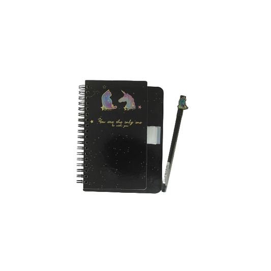 Yassin Unicorn hard cover notebook with pen 9cm x 16cm - No:1102