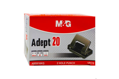 M&G Chenguang Heavy Duty 2-Hole Paper Punch – 20 Sheets Capacity, 80mm Hole Distance, 6mm Hole Diameter - No: ABS916KQ
