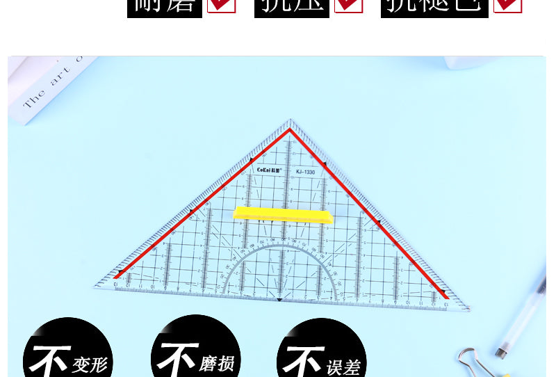 Cokai Transparent multipurpose triangle with handle professional drawing - 30cm - No:KJ1330