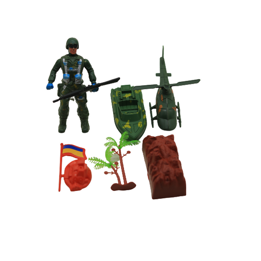 مجموعة ألعاب عسكرية للجيش مع قارب، 8 قطع، رقم: 809-78A